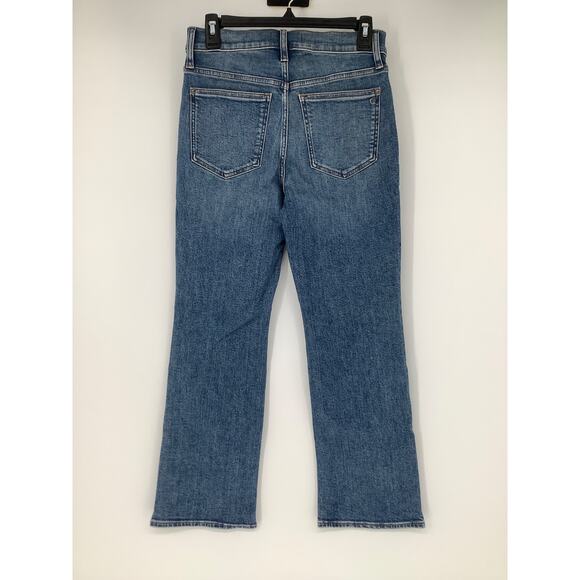 Madewell Women's 27 Blue Mather Wash Kick Out Crop Jeans Mid Rise Stretch K31-16 - Picture 4 of 10